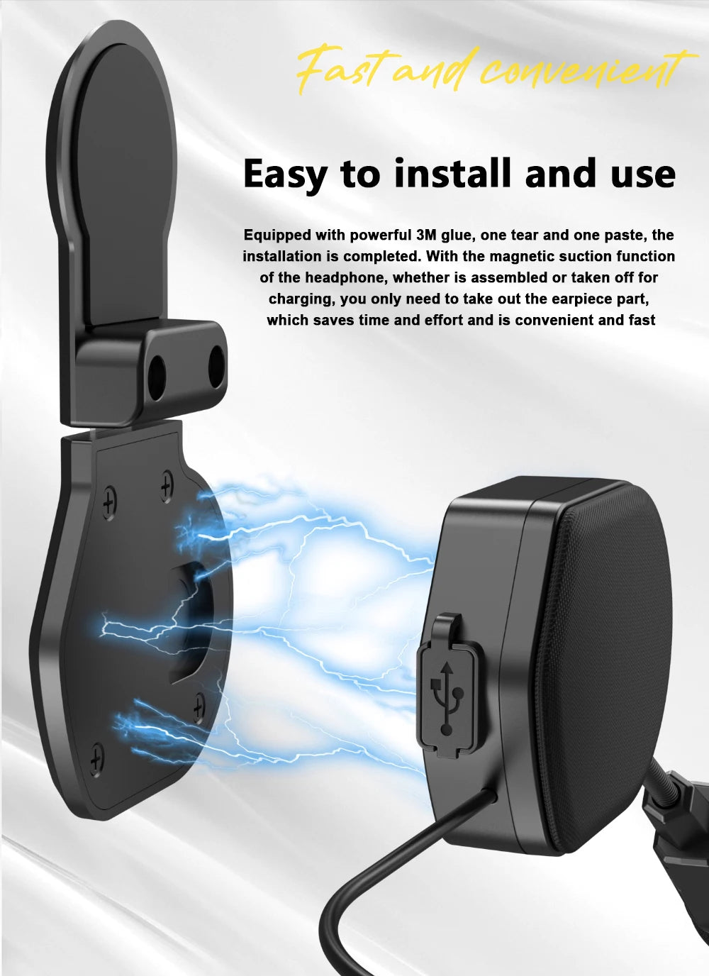 Motorcycle Bluetooth Headset Wireless Stereo Moto Helmet Headphones Music Player Handsfree Earphone with Clip Holder