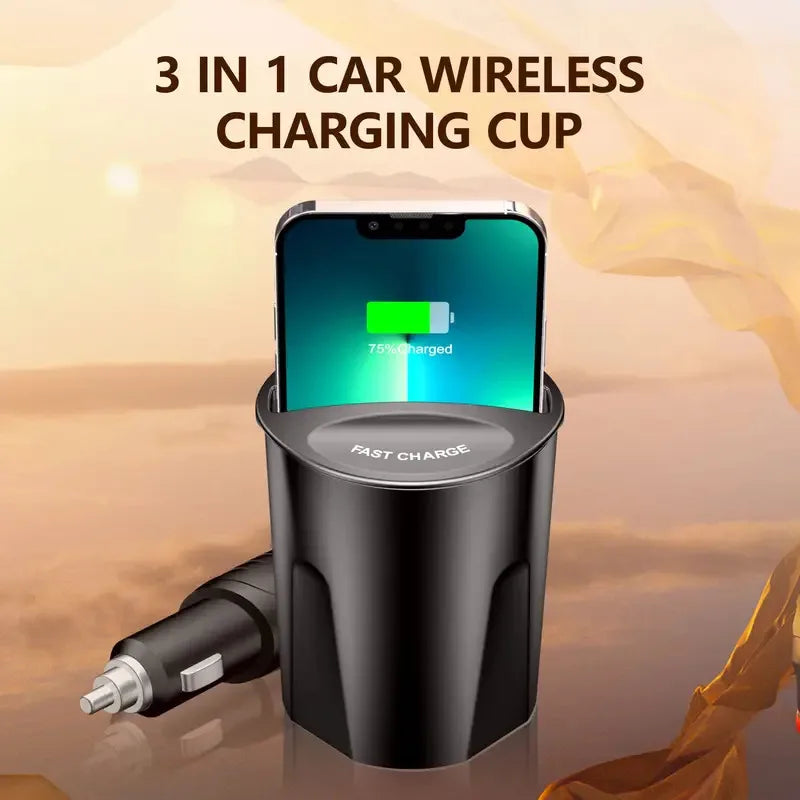 3in1 fast charging car charger 120w retractable cable and 2 USB ports