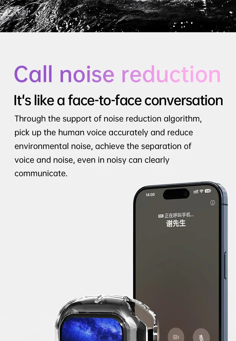 True Wireless Bluetooth Earbuds 5.4 Earphones ANC Noise Reduction Stereo Bass HD Mic Gamer Headset with LED Touch Screen Control