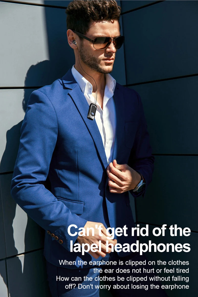 K55 Lavalier Business Bluetooth 5.2 Headphone Talk/Music Time 20 Hours,LED Digital Display,Noice Cancelling Wireless Earphones