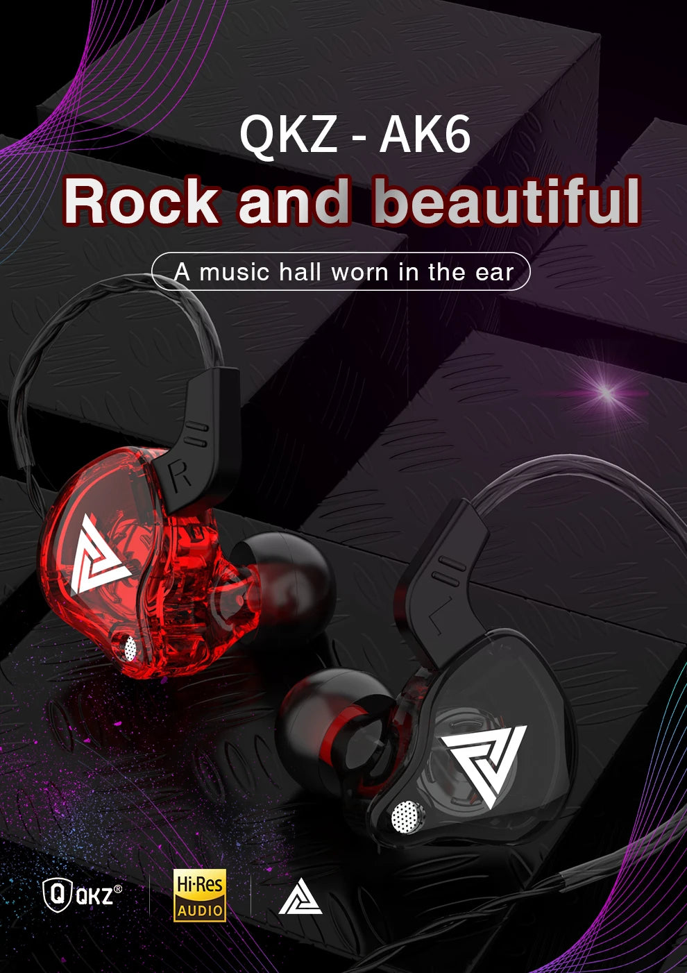 Newest QKZ AK6 Series 3.5mm In-Ear Earphone with Box Game Headset HIFI Bass Noise Cancelling Earbuds With Mic