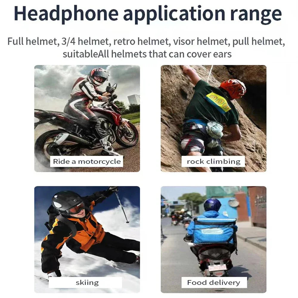 Bluetooth Motorcycle Helmet Headset Wireless Headphones With Microphone Earphone ENC Noise Cancelling Handsfree Talking Driving