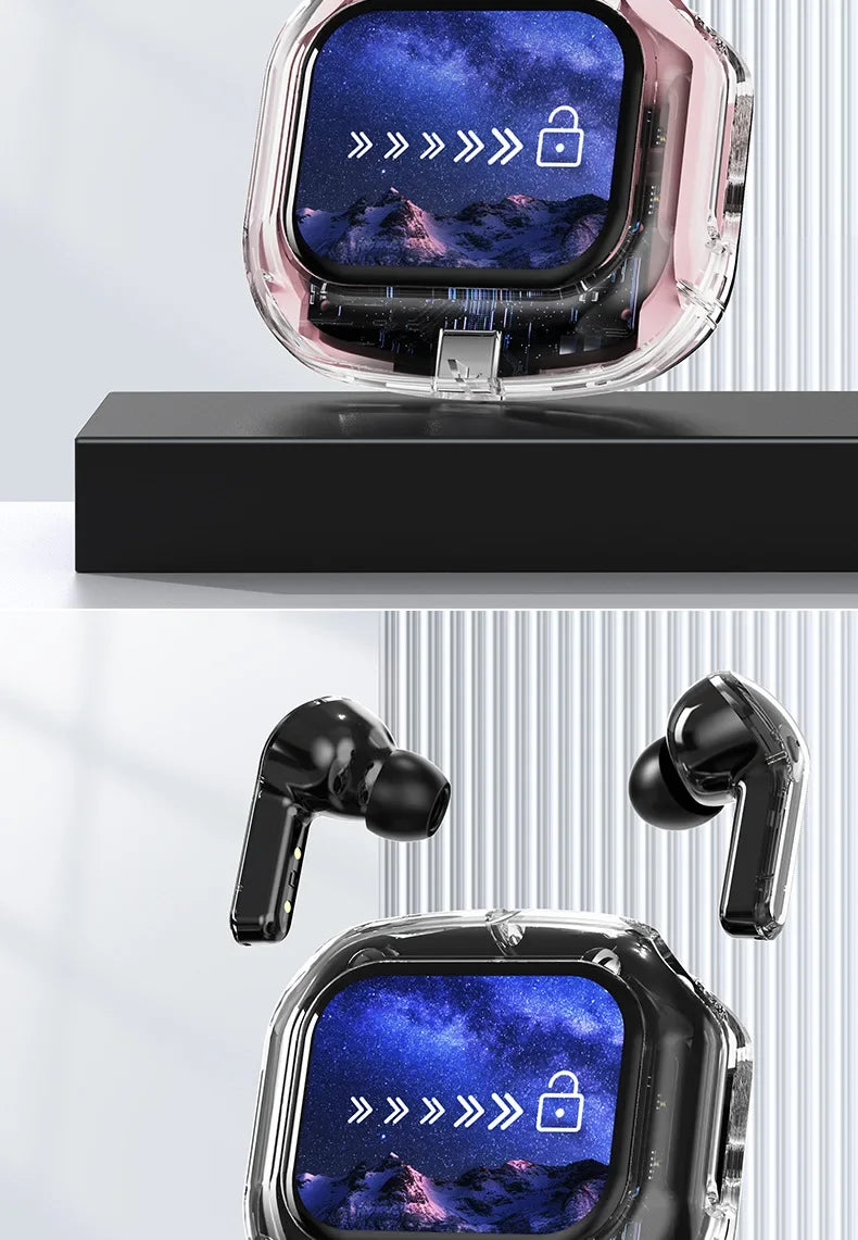 True Wireless Bluetooth Earbuds 5.4 Earphones ANC Noise Reduction Stereo Bass HD Mic Gamer Headset with LED Touch Screen Control