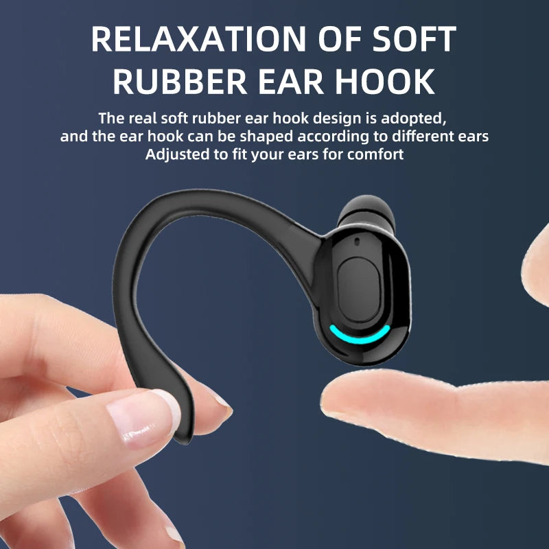 Bluetooth 5.2 Business Wireless Headphone Ear-Hook Mini HIFI Bass Noise Cancelling Earphone With Mic Earbuds Sport Game Headset