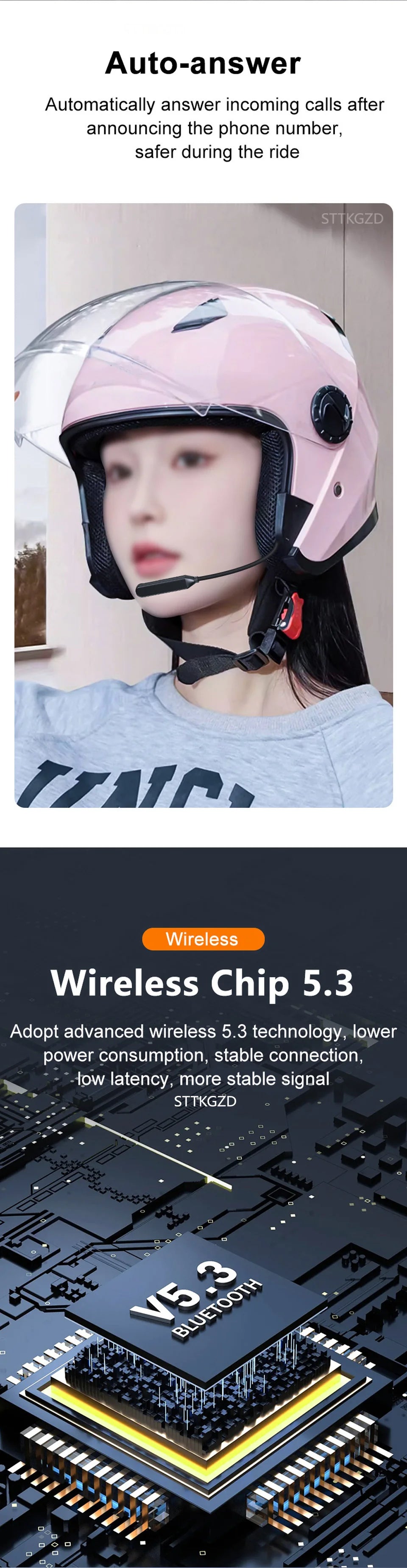 Bluetooth Motorcycle Helmet Headset Wireless Headphones With Microphone Earphone ENC Noise Cancelling Handsfree Talking Driving