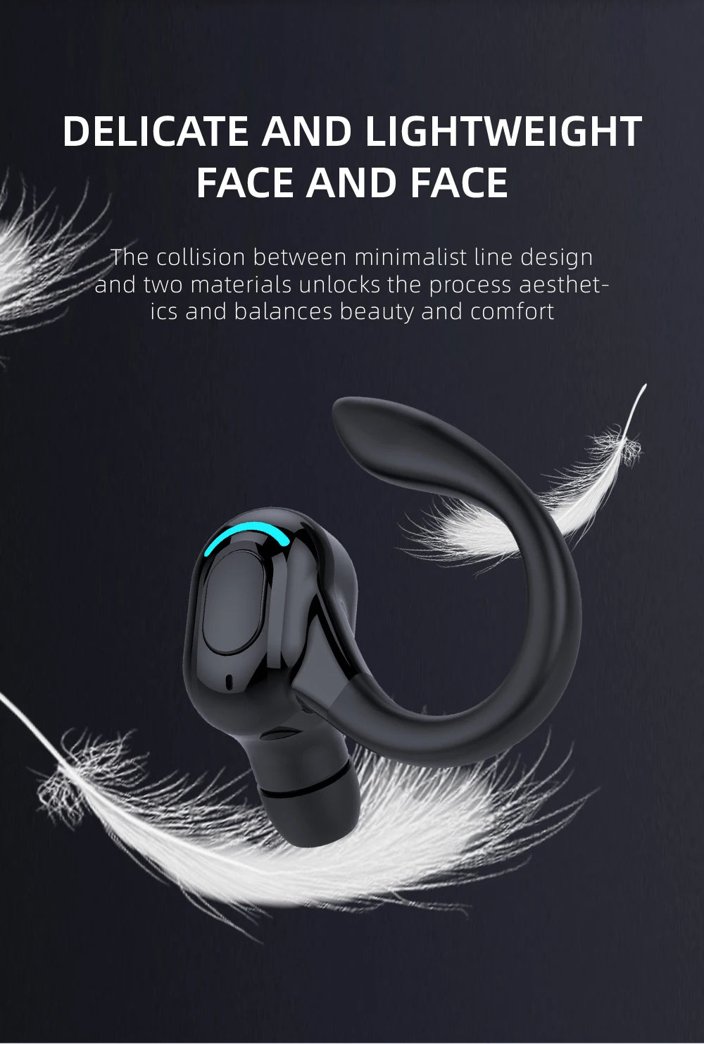 Bluetooth 5.2 Business Wireless Headphone Ear-Hook Mini HIFI Bass Noise Cancelling Earphone With Mic Earbuds Sport Game Headset
