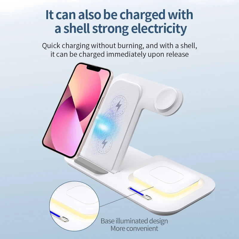 New 30W Charger Fast Smart Charging Multi Wireless 3 in 1 Foldable Wireless Charger Dock for iphone 17 16 15 14 Pro Max
