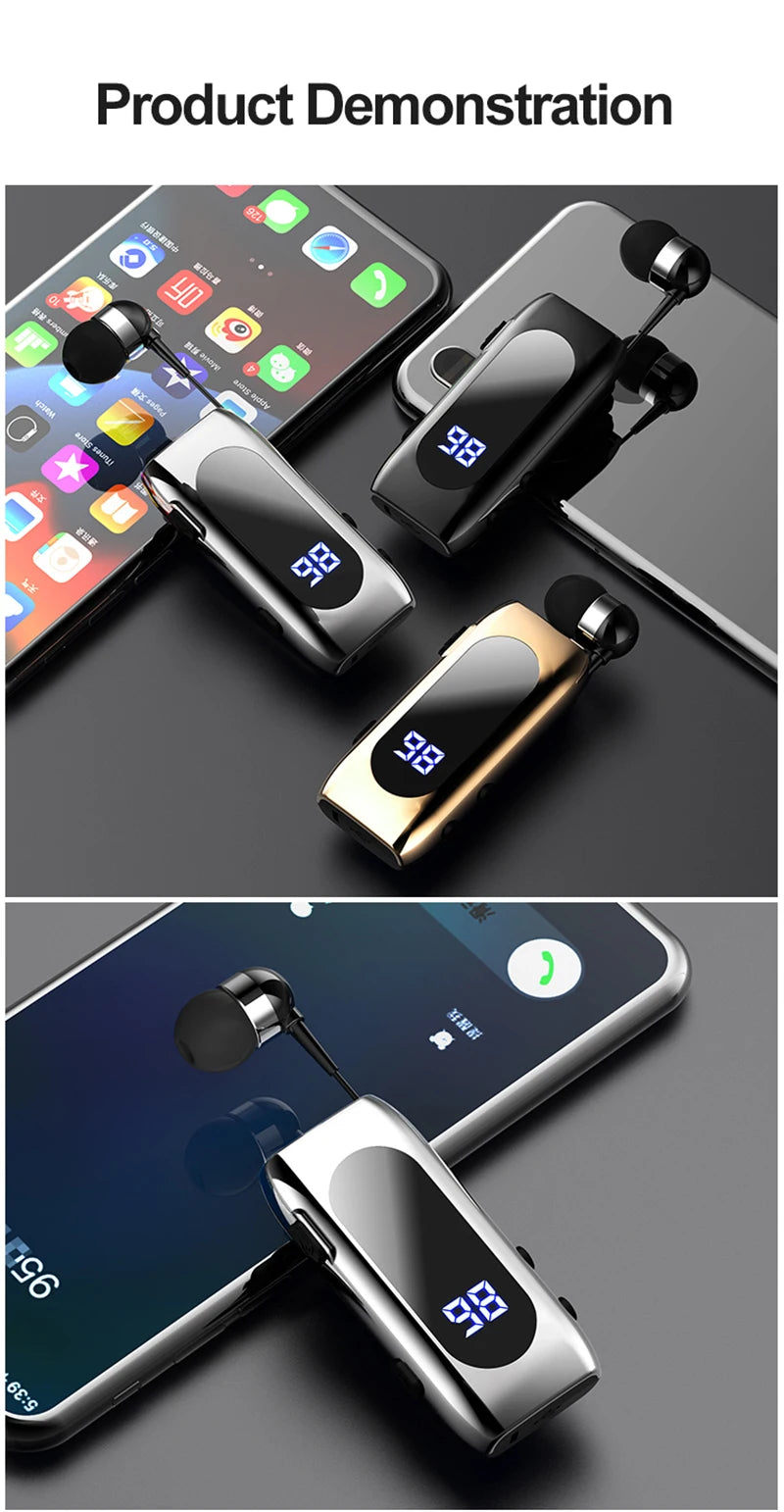 K55 Lavalier Business Bluetooth 5.2 Headphone Talk/Music Time 20 Hours,LED Digital Display,Noice Cancelling Wireless Earphones