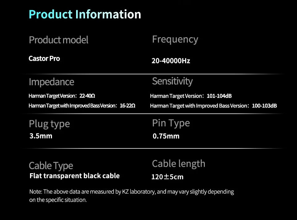 KZ Castor PRO Wired In-Ear Earphones Dynamic Drivers High-end Tunable Earphones HIFI Sound IEM Bass Headphones Gaming Headset