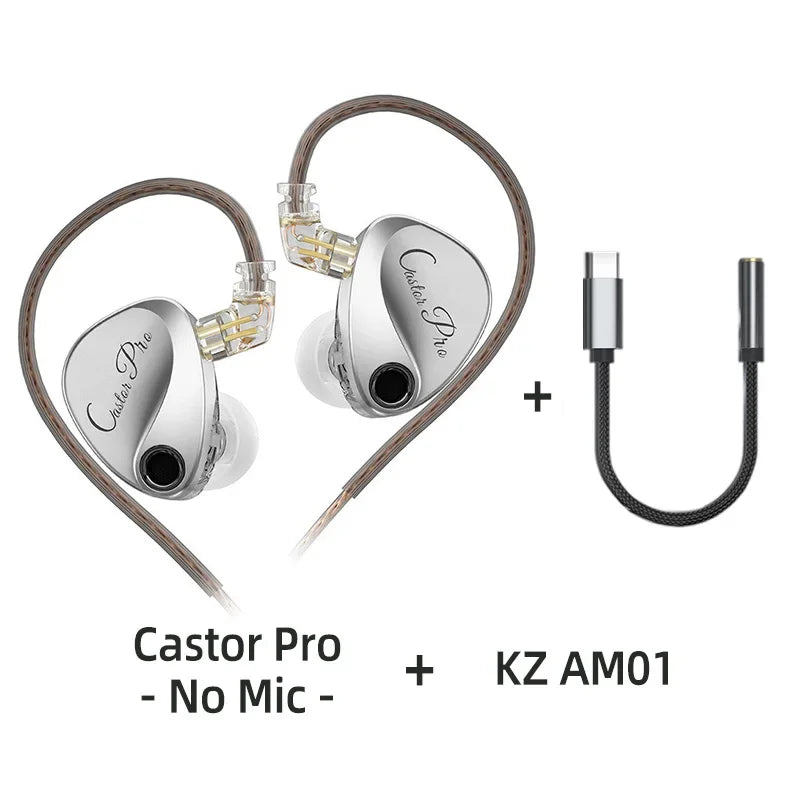 KZ Castor PRO Wired In-Ear Earphones Dynamic Drivers High-end Tunable Earphones HIFI Sound IEM Bass Headphones Gaming Headset