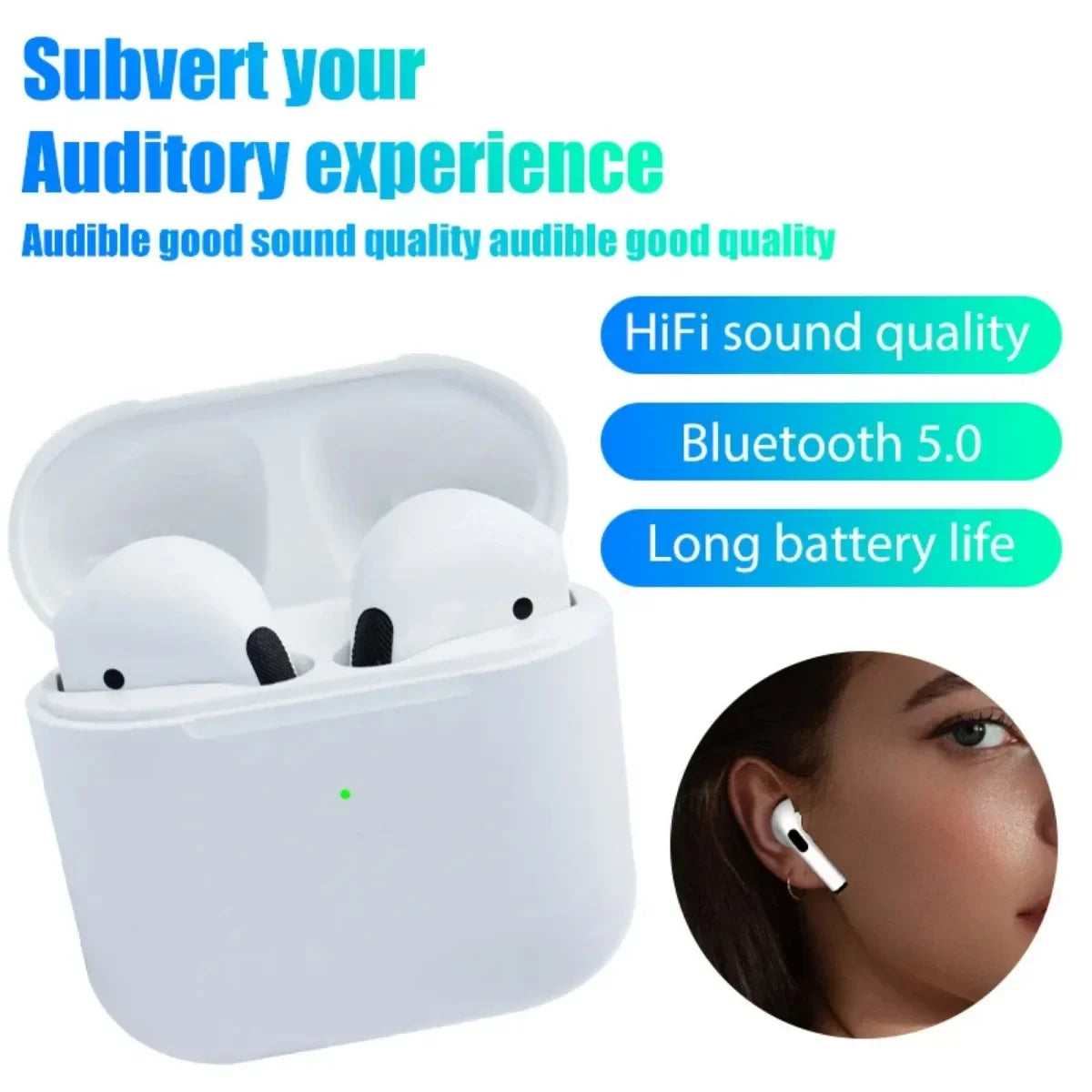 Pro 4 TWS Wireless Headphones Earphone Bluetooth-compatible 5.0 Waterproof Headset with Mic Earbuds