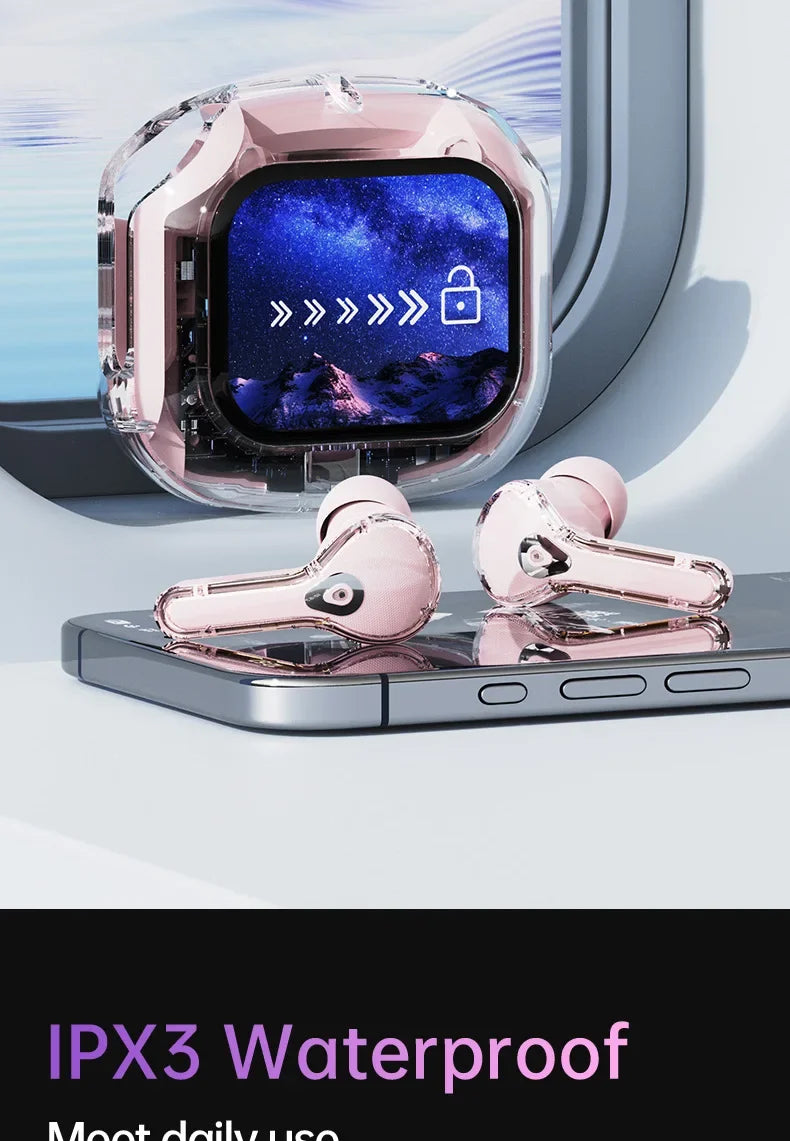 True Wireless Bluetooth Earbuds 5.4 Earphones ANC Noise Reduction Stereo Bass HD Mic Gamer Headset with LED Touch Screen Control