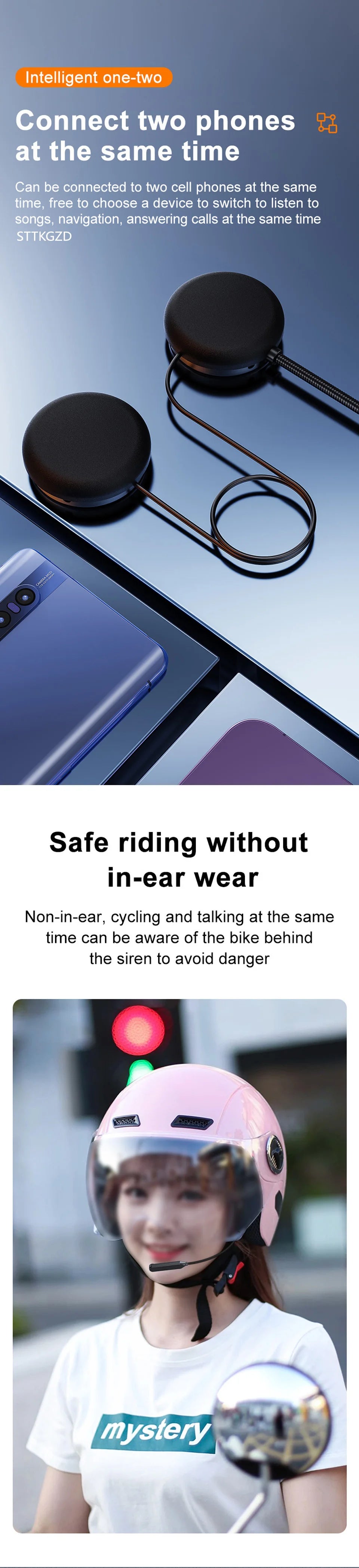 Bluetooth Motorcycle Helmet Headset Wireless Headphones With Microphone Earphone ENC Noise Cancelling Handsfree Talking Driving