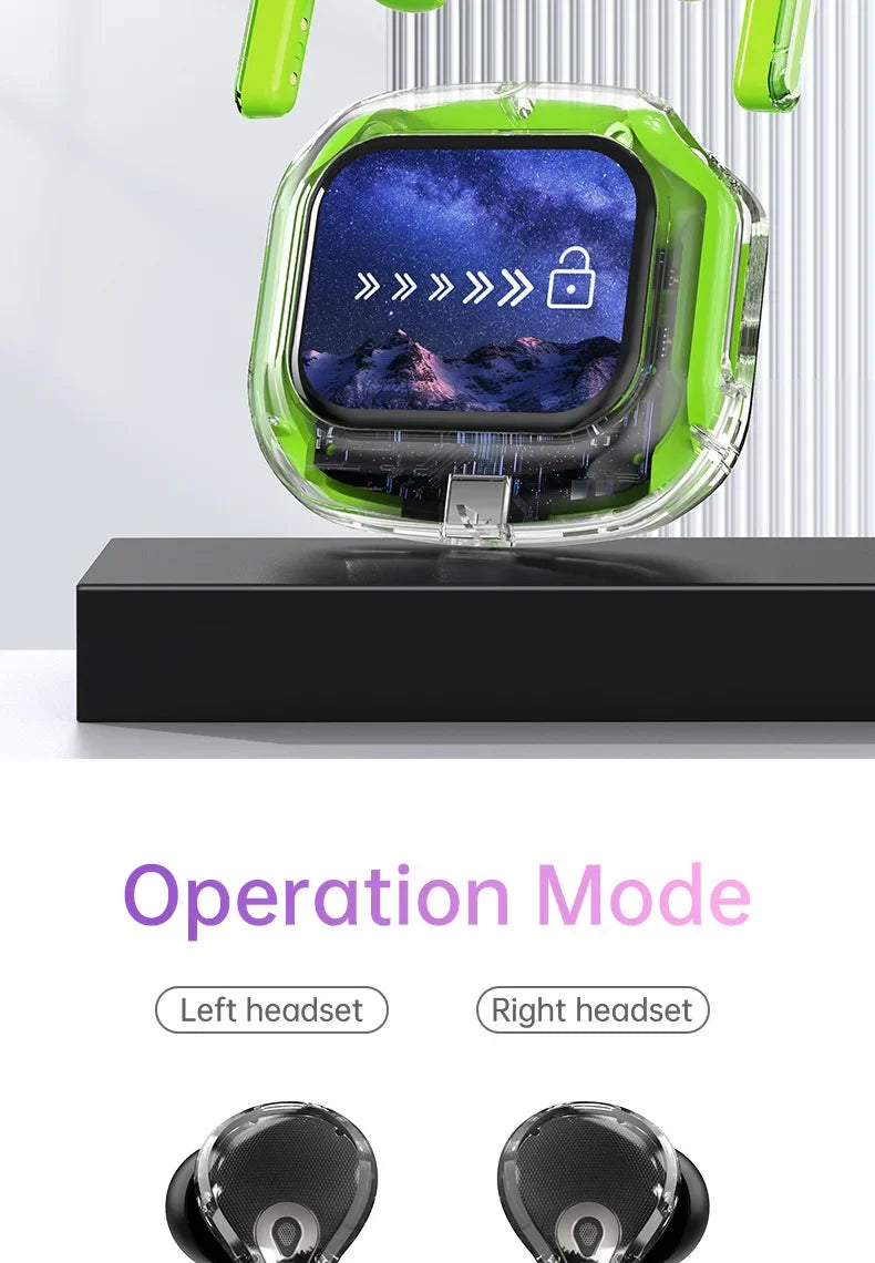 True Wireless Bluetooth Earbuds 5.4 Earphones ANC Noise Reduction Stereo Bass HD Mic Gamer Headset with LED Touch Screen Control