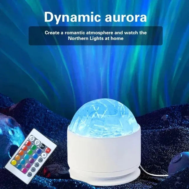 RGB Color Dynamic Aurora/Water Ripple Projector Night Light Bedroom Ambient Lamp Xmas New Year Decoration Table Lamp