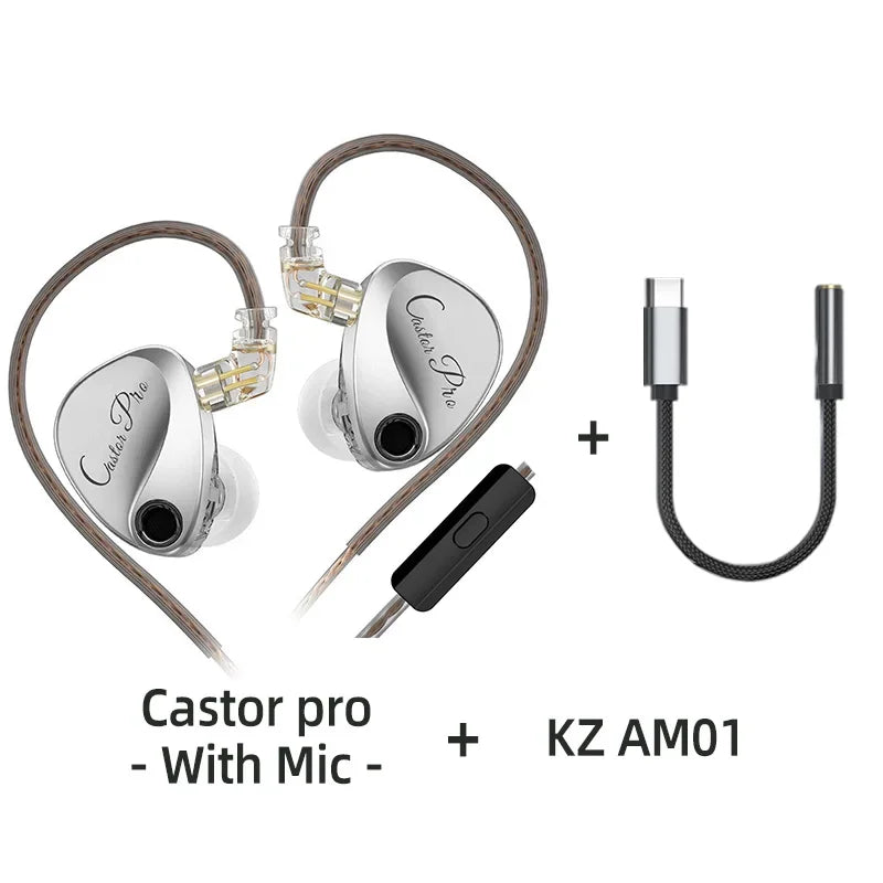 KZ Castor PRO Wired In-Ear Earphones Dynamic Drivers High-end Tunable Earphones HIFI Sound IEM Bass Headphones Gaming Headset