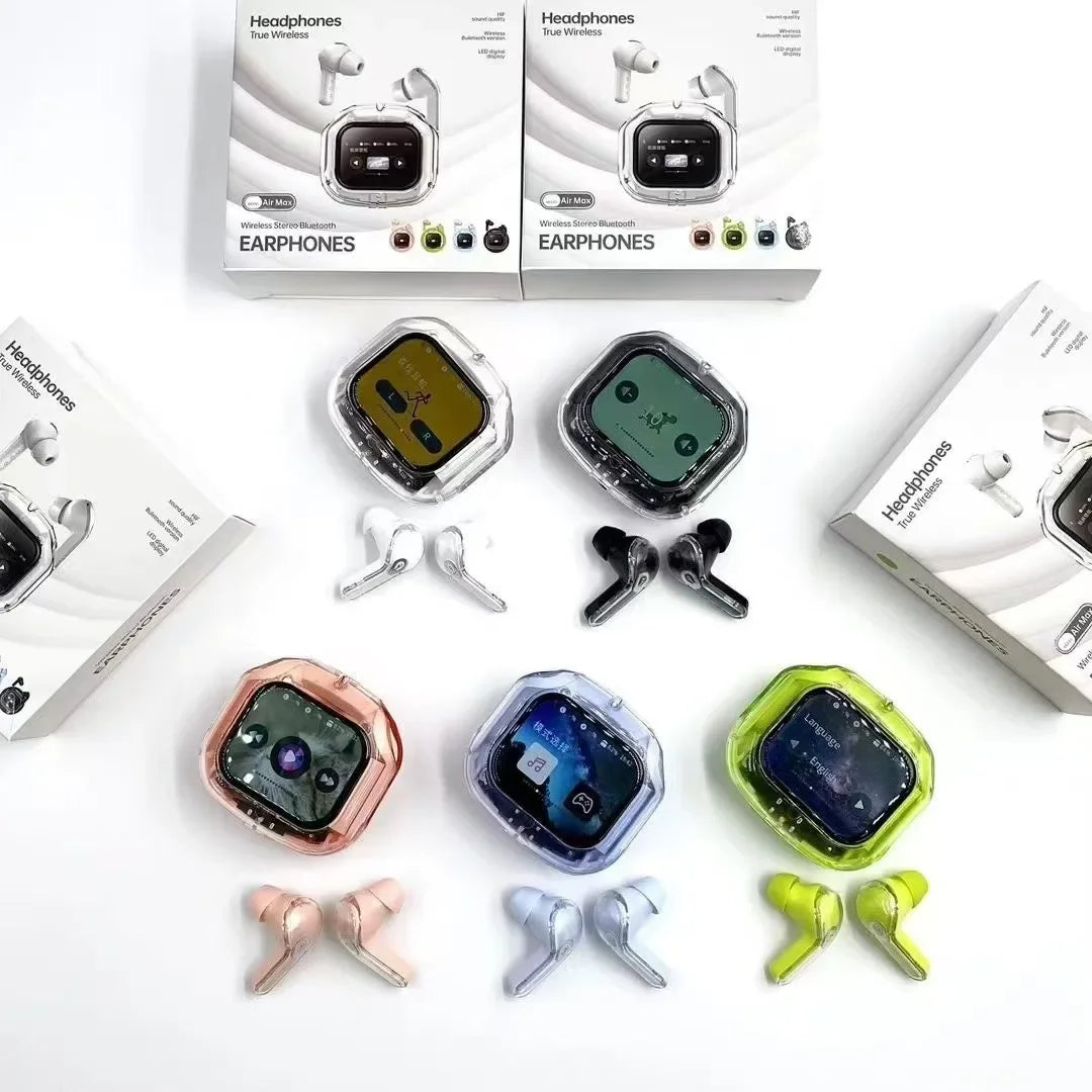 True Wireless Bluetooth Earbuds 5.4 Earphones ANC Noise Reduction Stereo Bass HD Mic Gamer Headset with LED Touch Screen Control