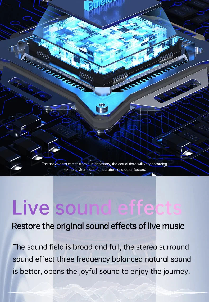 True Wireless Bluetooth Earbuds 5.4 Earphones ANC Noise Reduction Stereo Bass HD Mic Gamer Headset with LED Touch Screen Control