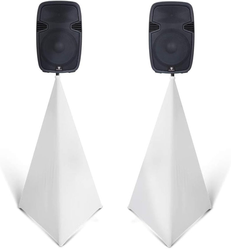 Speaker Stand Cover Tripod Stand Skirt Scrim - 360 Degree White Covers (Set of 2)