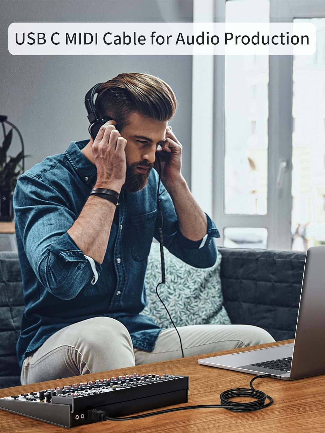 USB B to USB C Printer Cable 6.6FT, Type B to Type C Printer Cord for Macbook Pro, Air, MIDI Cable for Yamaha Casio Digital Piano, MIDI Keyboard, DJ Controller, DAC to Ipad - 2M, Black