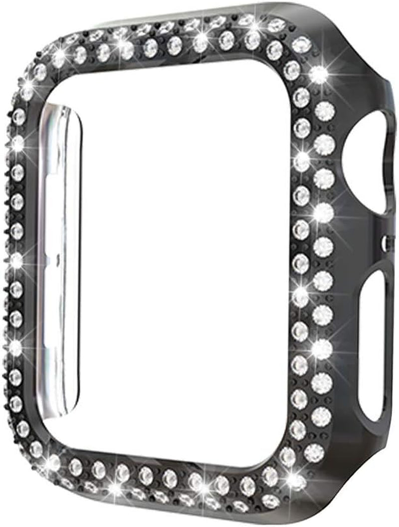 [5-Pack] Protector Case Compatible with Apple Watch Series 3 Series 2 Series 1 38Mm Cover, without Screen Film, Double Row Bling Crystal Diamonds Protective Cover Bumper Frame Accessories (38Mm)