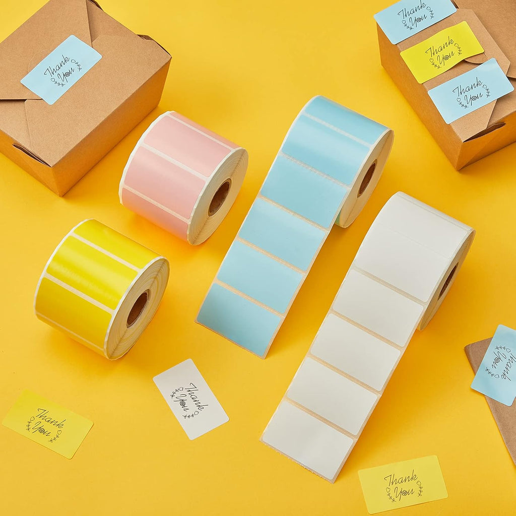 2.25"X1.25" Thermal Sticker Labels, Color Self-Adhesive Barcode Label for Direct Thermal Printer and Business, Rectangle Address Shipping Mailing Sticker, 4000 Sheets-White, Blue, Pink, Yellow