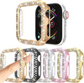 [5-Pack] Protector Case Compatible with Apple Watch Series 3 Series 2 Series 1 38Mm Cover, without Screen Film, Double Row Bling Crystal Diamonds Protective Cover Bumper Frame Accessories (38Mm)