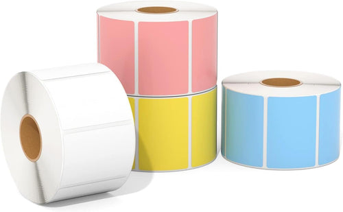 2.25"X1.25" Thermal Sticker Labels, Color Self-Adhesive Barcode Label for Direct Thermal Printer and Business, Rectangle Address Shipping Mailing Sticker, 4000 Sheets-White, Blue, Pink, Yellow