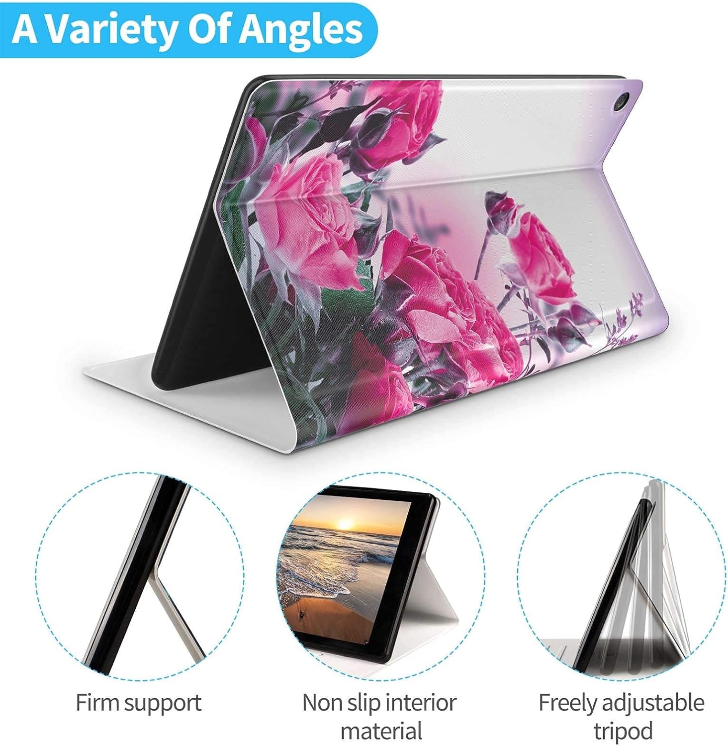 Case for Amazon Fire HD 10 Tablet (7Th Generation and 9Th Generation, 2017 and 2019 Release) - Slim Folding Stand Cover with Auto Wake/Sleep for 10.1 Inch Tablet