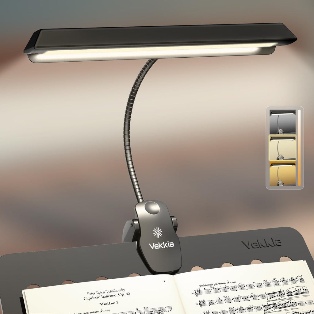 Rechargeable Clip-On Music Stand Light for Musicians - 9-Level Dimmable, Portable USB-C Design for Piano, Orchestra, and Easel Use