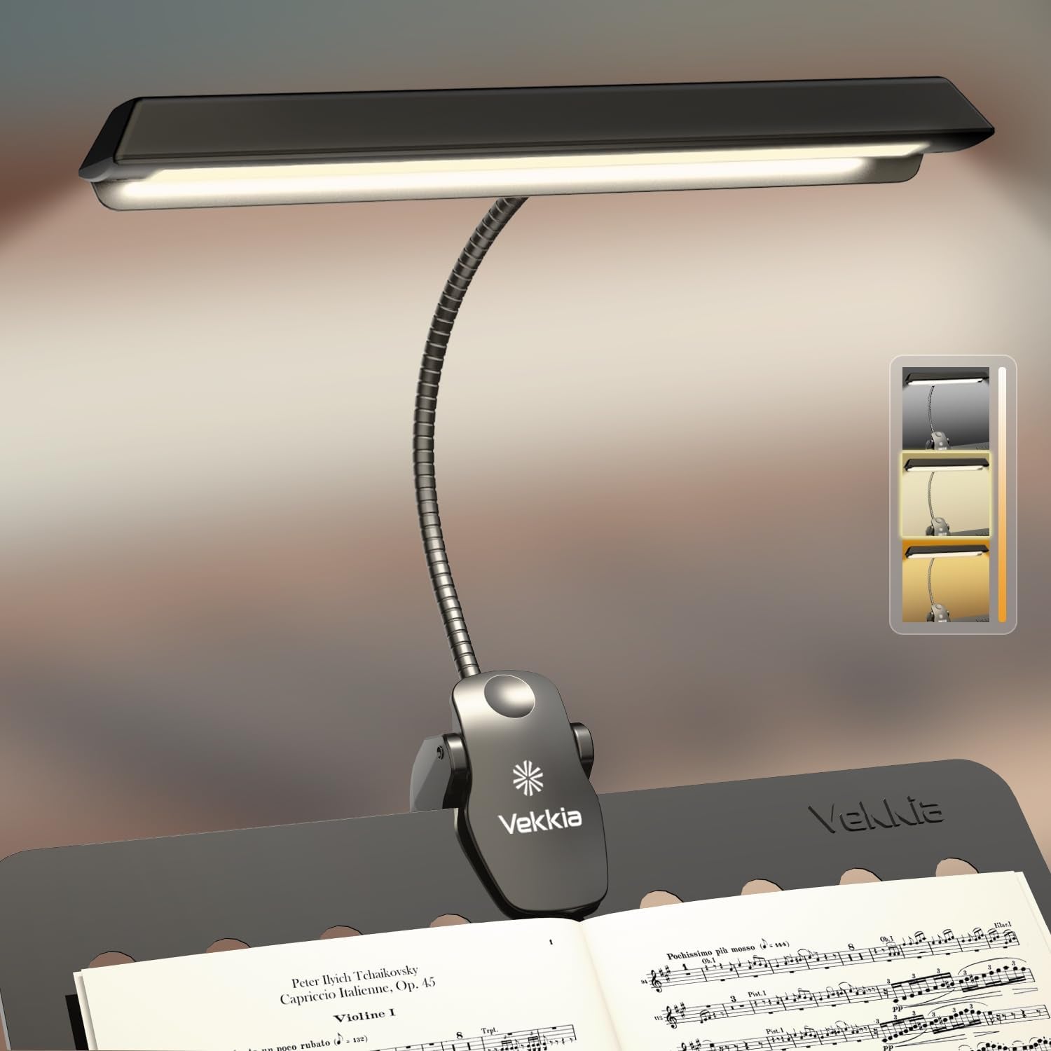 Rechargeable Clip-On Music Stand Light for Musicians - 9-Level Dimmable, Portable USB-C Design for Piano, Orchestra, and Easel Use