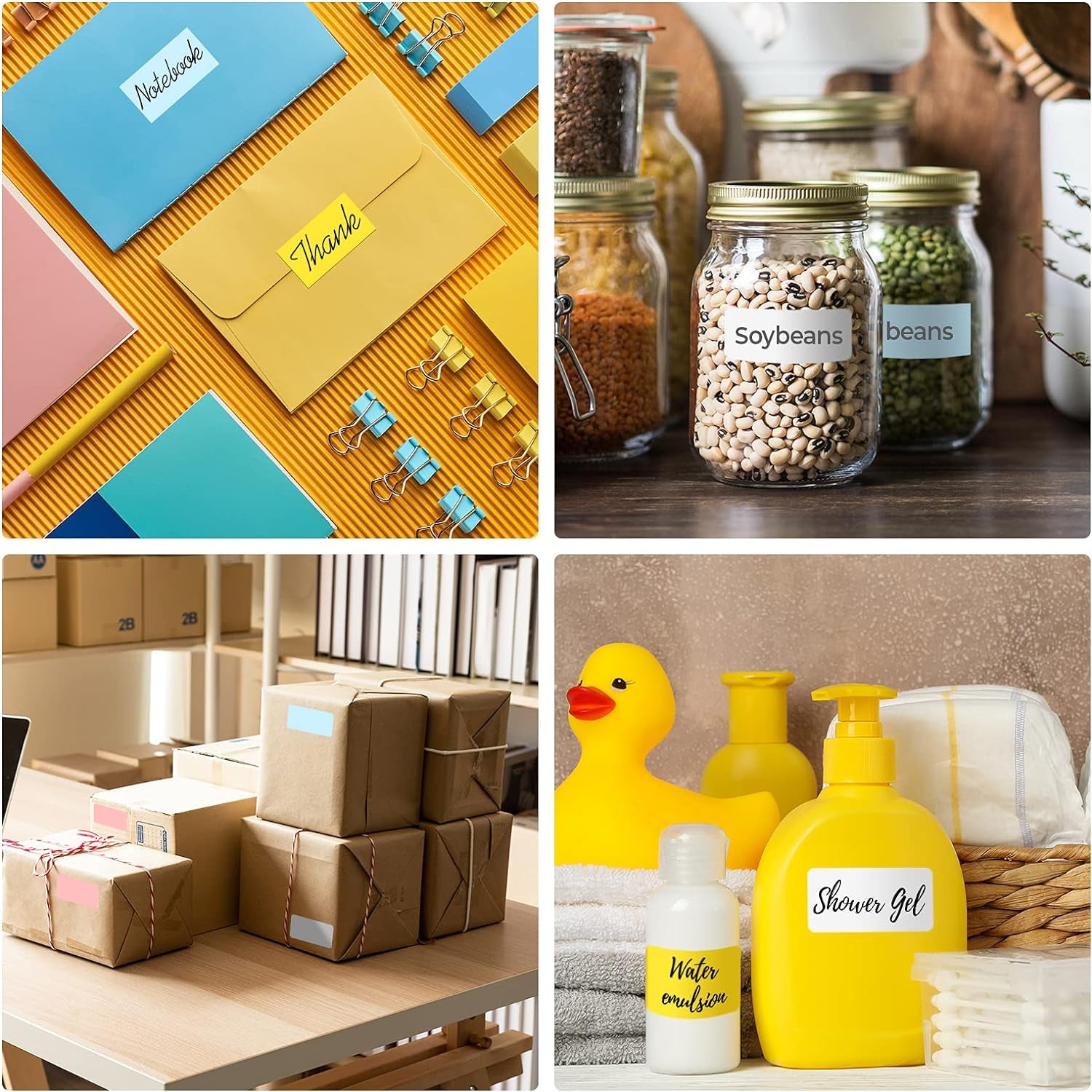 2.25"X1.25" Thermal Sticker Labels, Color Self-Adhesive Barcode Label for Direct Thermal Printer and Business, Rectangle Address Shipping Mailing Sticker, 4000 Sheets-White, Blue, Pink, Yellow